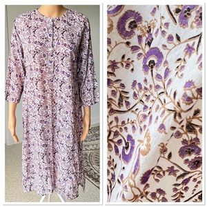 Roller Rabbit Shabby Chic White & Purple Floral Cottagecore Cover Up Dress